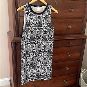 LOFT Black and White Sheath Midi Dress